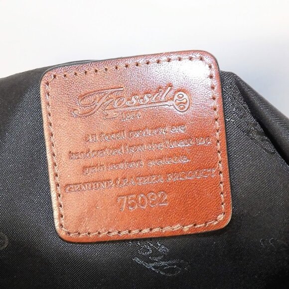 Fossil Black Pebble Leather Tote/Shoulder Bag with Brown Leather straps - Picture 6 of 10